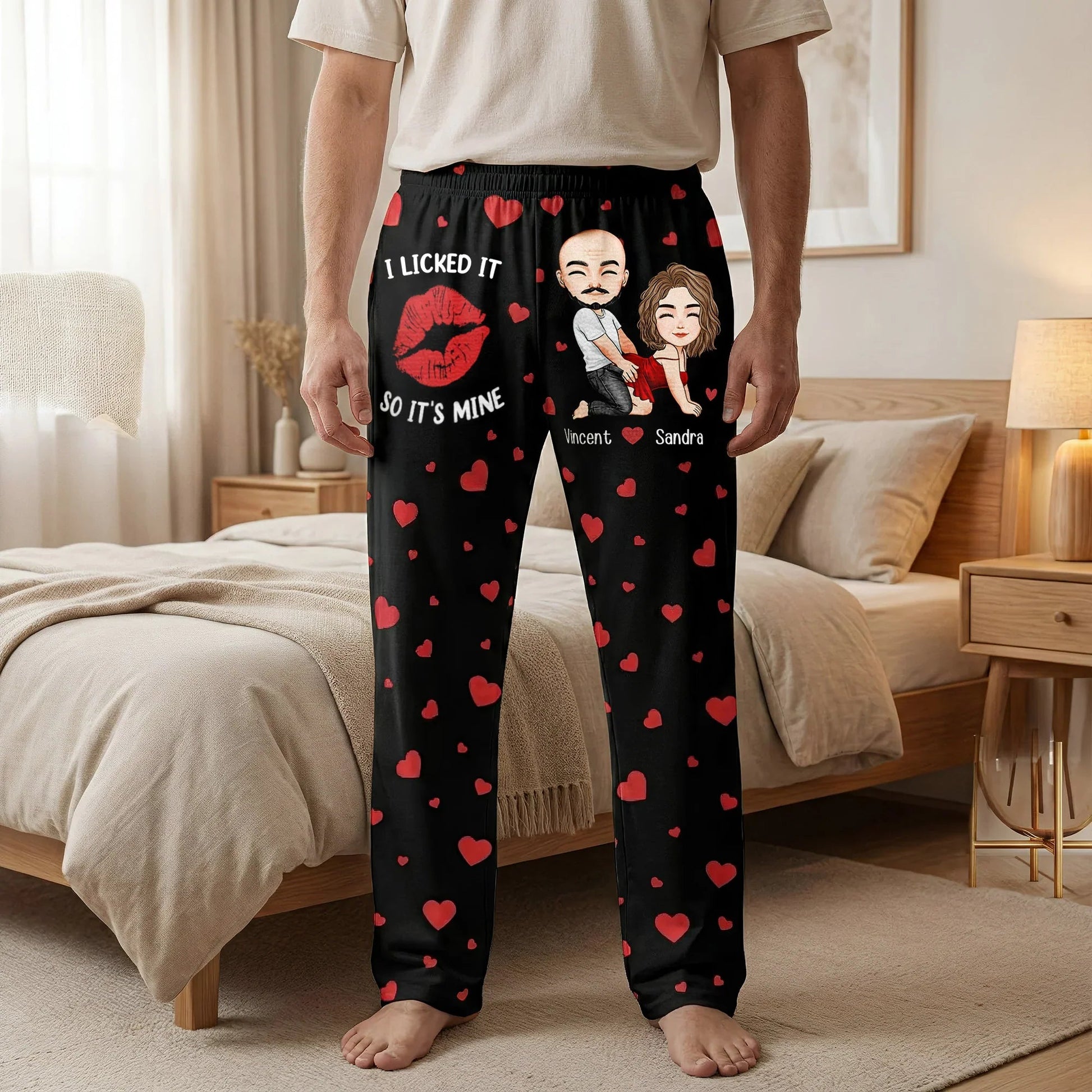 Personalized Cartoon Couple Pajama Pants for Couples - Romantic Gift Pants MagicInPrints