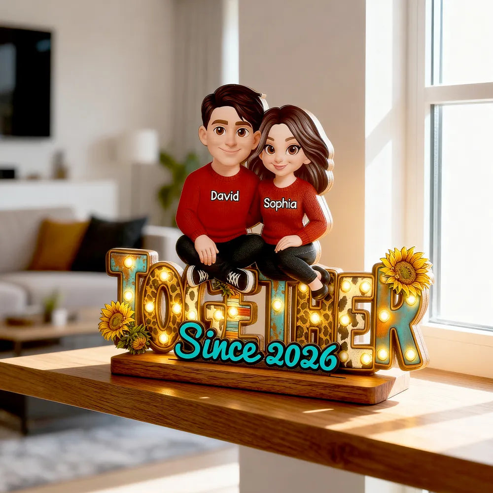 Personalized Couple Figurine with Names - Romantic Anniversary Gift Plaque MagicInPrints