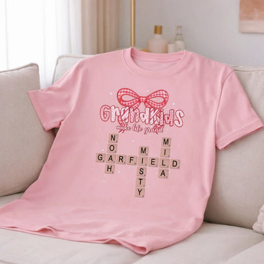 Personalized Grandkids Crossword T-Shirt for Grandparents - Sentimental Gift Cloth MagicInPrints
