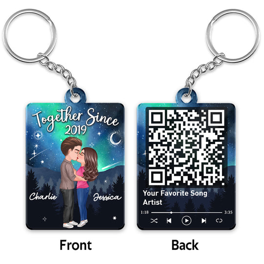 Personalized Couples Keychain with QR Code - Romantic Gift for Anniversaries Keychain MagicInPrints