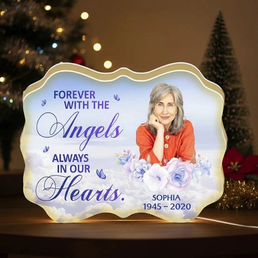 Personalized Memorial LED Light for Family - Forever in Our Hearts Tribute Plaque MagicInPrints