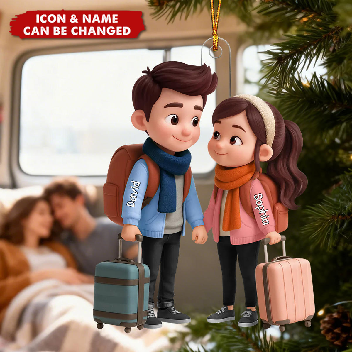 Personalized Couple Car Ornament with Names - Romantic Travel Gift Ornament MagicInPrints