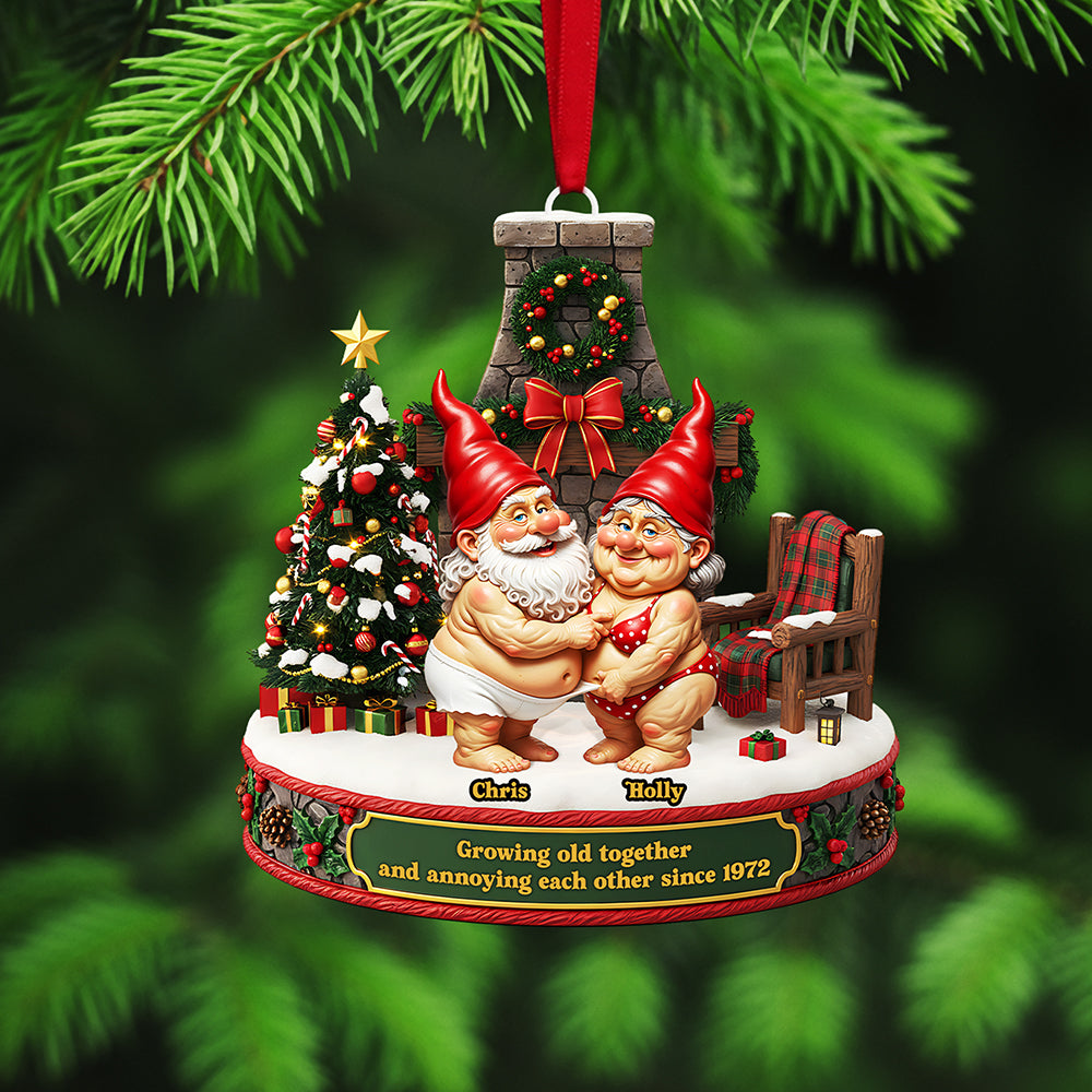 Personalized Gifts For Christmas, Gnome Couple Acrylic Ornament Ornament MagicInPrints