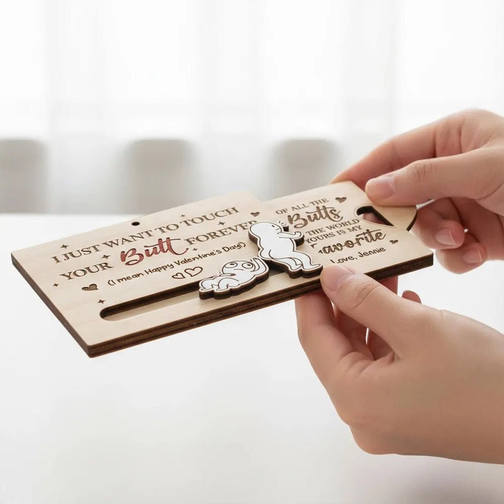 Personalized Wooden Love Card for Couples - Funny Valentine's Day Gift Ornament MagicInPrints