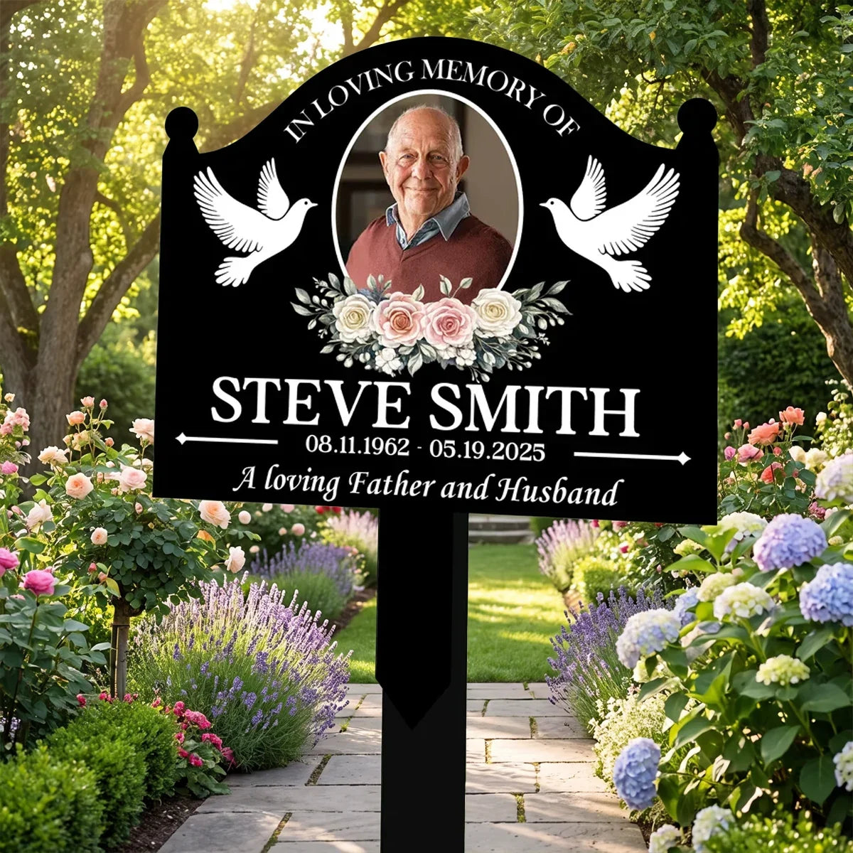 Personalized Metal Garden Stake Photo Tribute Sympathy Gift