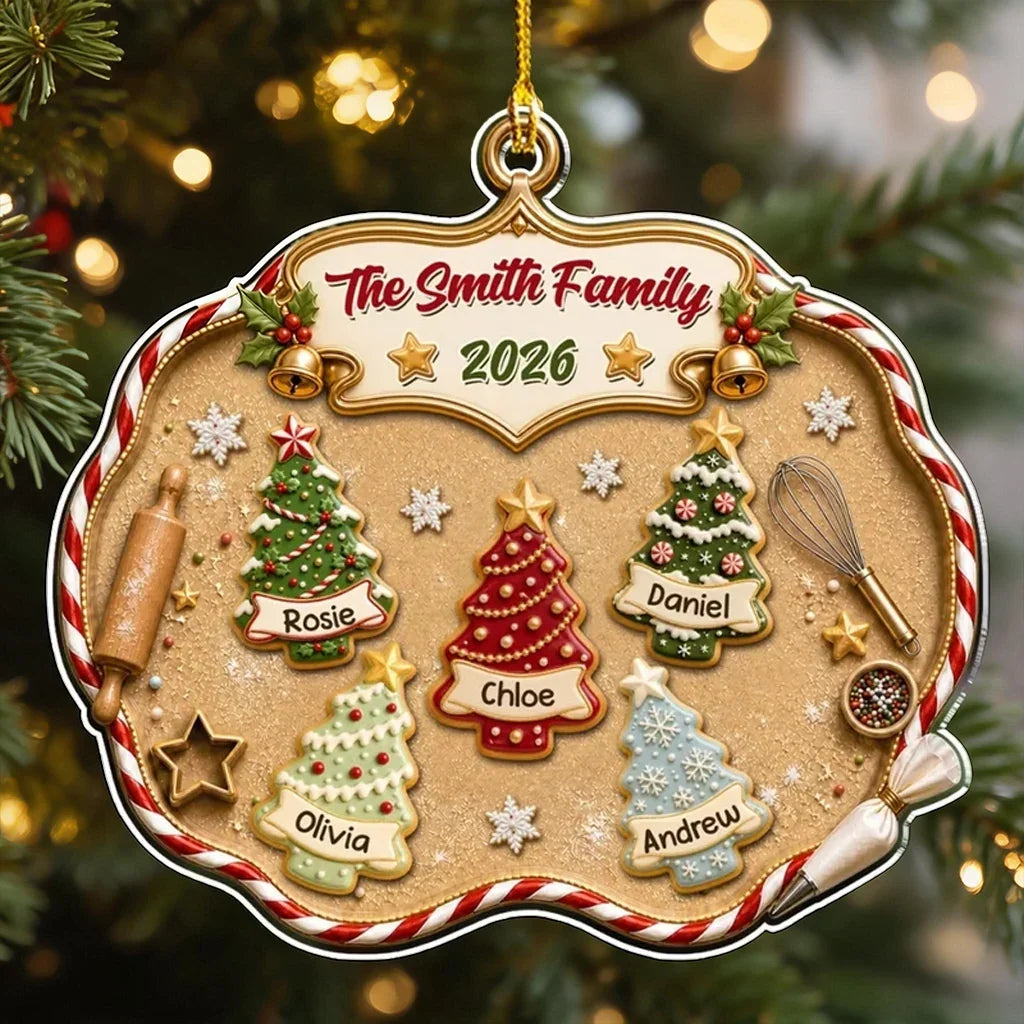 Personalized Family Christmas Ornament Cute Cookie Design