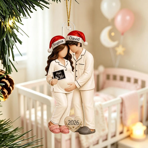 Personalized Acrylic Christmas Ornament Ultrasound Gift for Expecting Parents