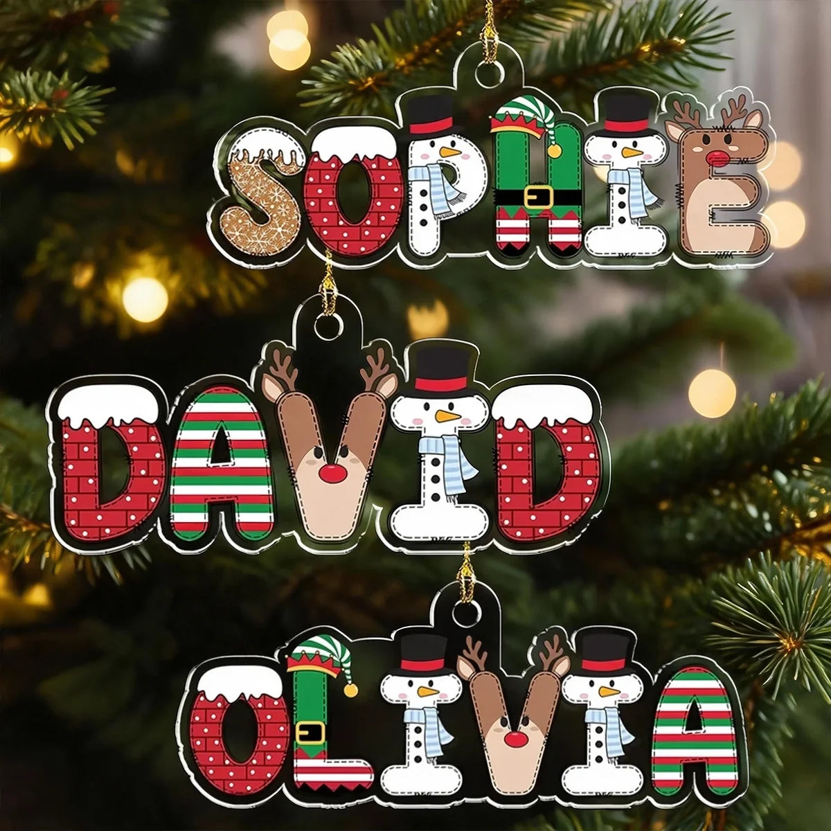 Personalized Acrylic Christmas Ornament Cute Family Gift
