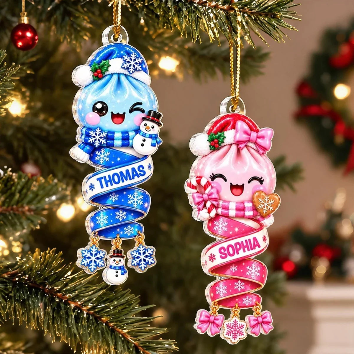 Personalized Acrylic Dumpling Ornament Custom Name Gift for Kids