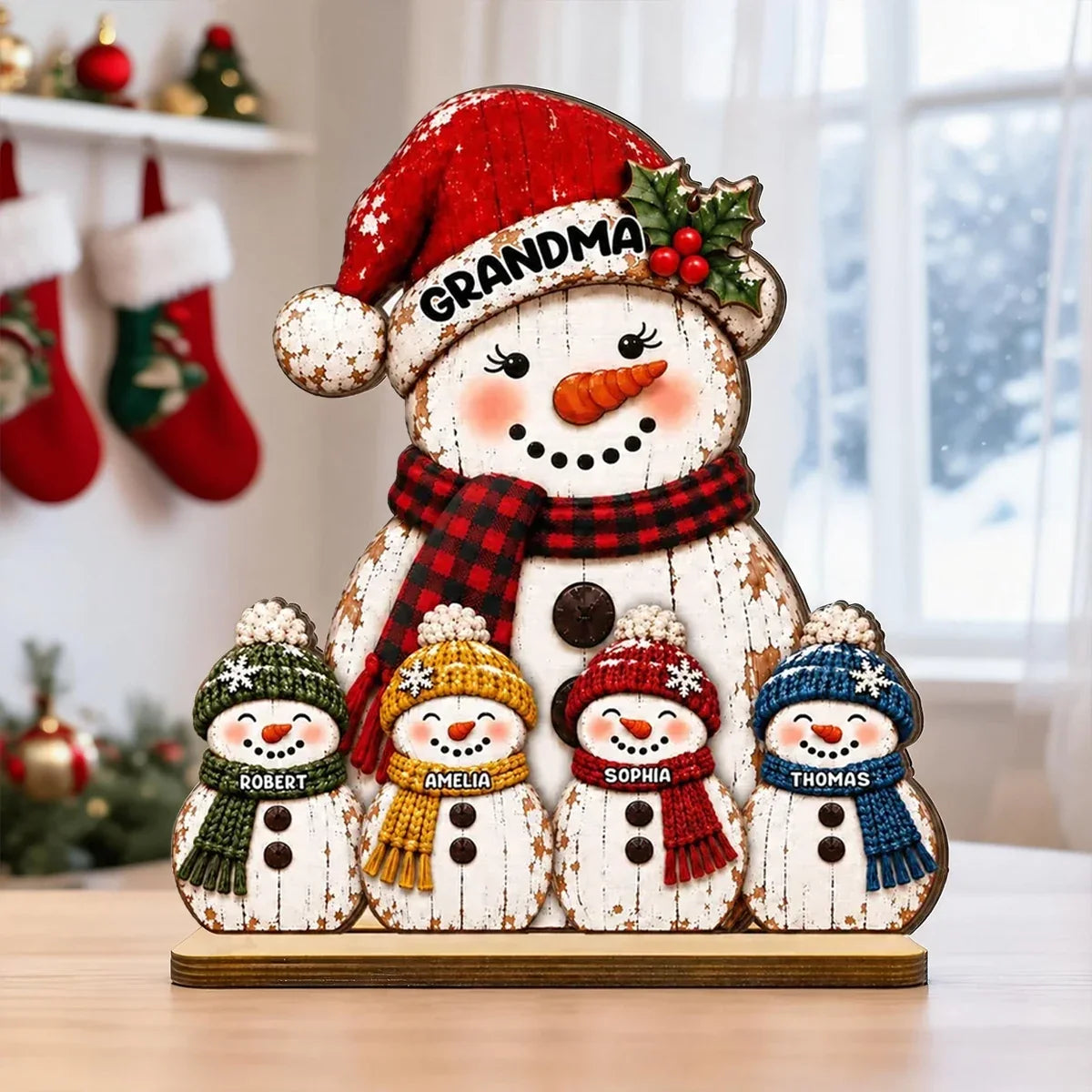 Personalized Wooden Plaque Snowmen Gift for Grandma Christmas Decor