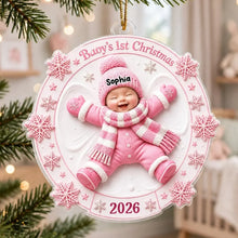 Load image into Gallery viewer, Personalized Baby Snow Angel Ornament Custom Name Unique Gift for New Parents
