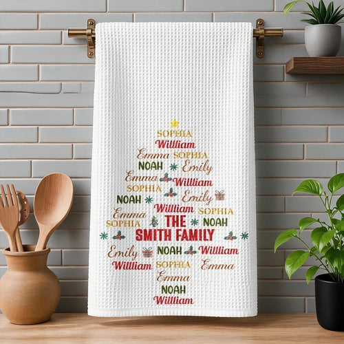 Personalized Kitchen Towel Holiday Tree Design Gift for Family
