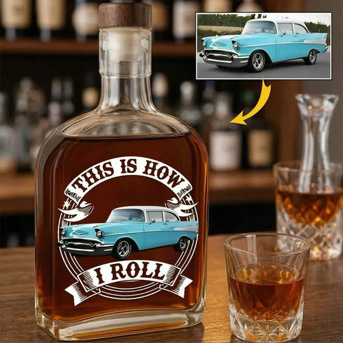 Personalized Glass Spirits Decanter Custom Car Tribute Gift for Dad