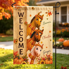 Load image into Gallery viewer, Personalized Garden Flag with Horses Fall Gift for Equestrians
