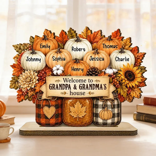 Personalized 2-Layer Wooden Plaque Family Gift for Grandma & Grandpa