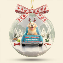 Load image into Gallery viewer, Merry Woofmas: Celebrate with Your Furry Overlord - Personalized Ornament for Dog Lovers Ornament PopCulturePrints
