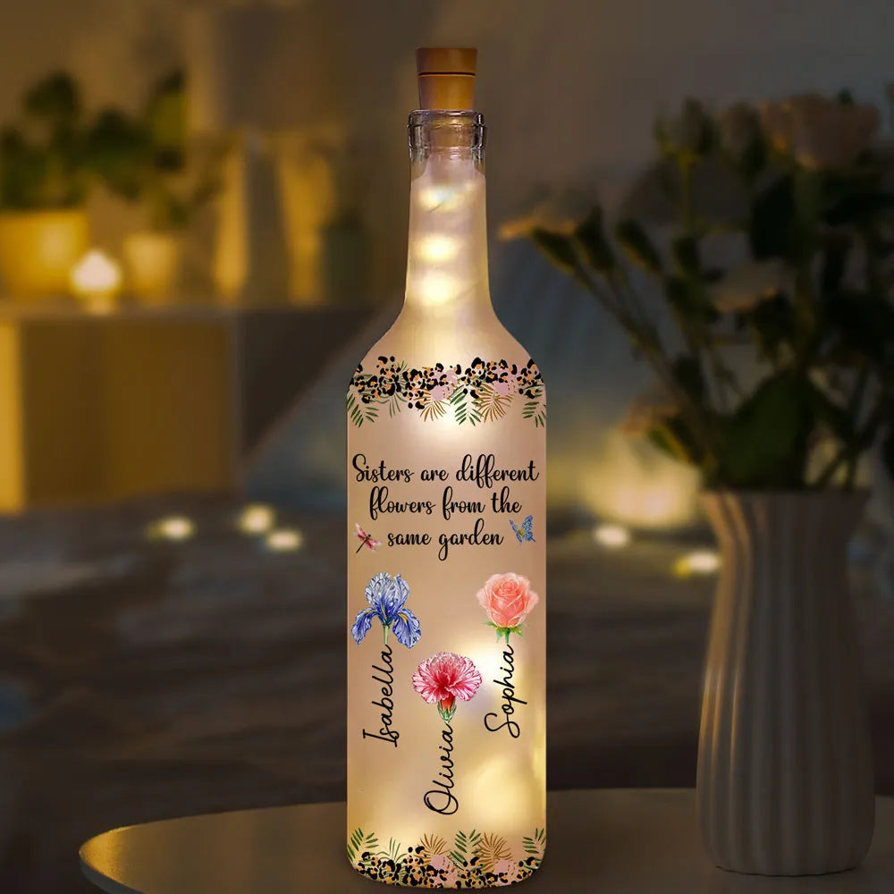 Personalized LED Wine Bottle Lamp for Sisters - Sentimental Gift for Home Decor Lamp MagicInPrints