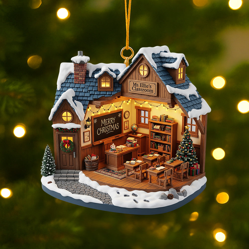 “Celebrate a Teacher’s Dedication” - Personalized Teacher Miniature Classroom Ornament - Custom Gift for Educators Ornament MagicInPrints