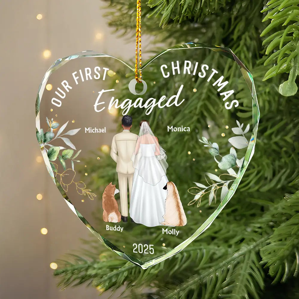 Personalized Heart-Shaped Christmas Ornament for Newlyweds - First Christmas 2025 Ornament MagicInPrints