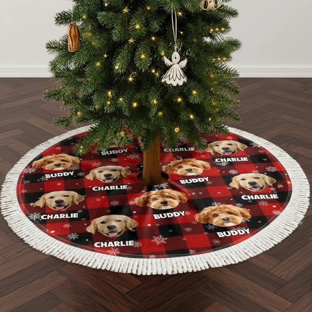 Custom Dog Photo Christmas Tree Skirt for Pet Lovers - Holiday Decor Doormat MagicInPrints