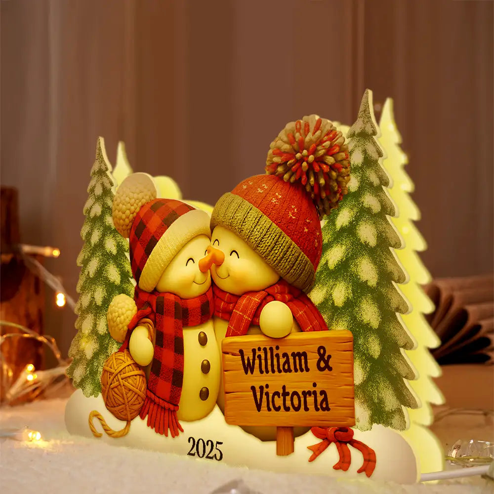 Personalized Snowman Couple Ornament for Couples - Christmas Decoration Gift Plaque MagicInPrints