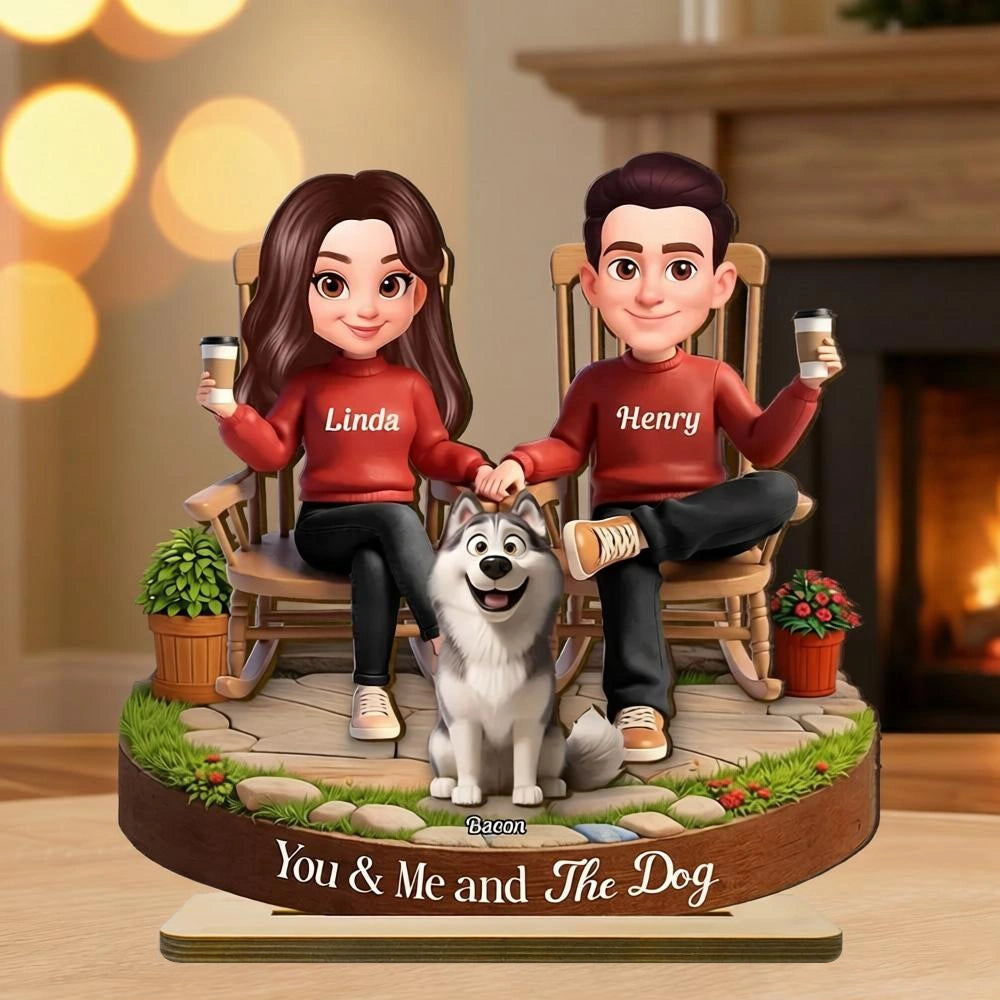 Custom Couple and Dog Figurine for Pet Lovers - Personalized Gift Plaque MagicInPrints