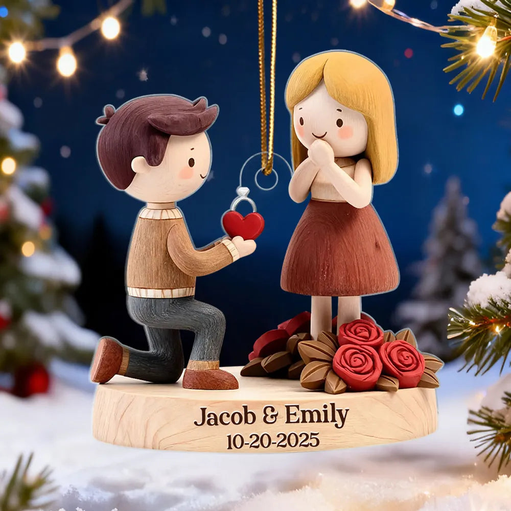 Personalized Engagement Ornament for Couples - Romantic Proposal Keepsake Ornament MagicInPrints