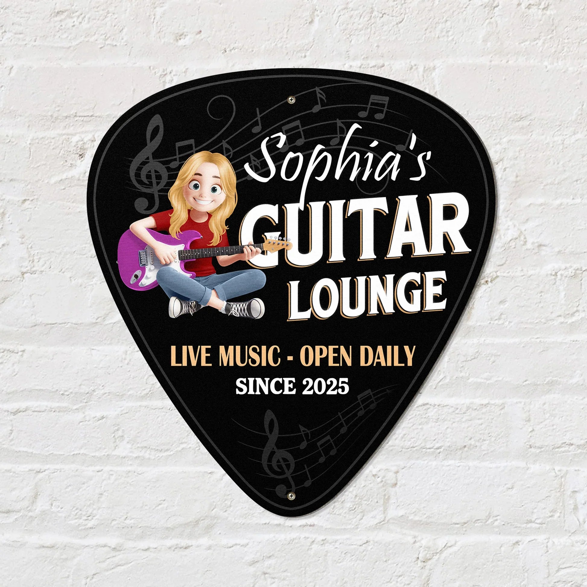 Personalized Guitar Lounge Metal Sign for Music Lovers - Home Decor Sign MagicInPrints