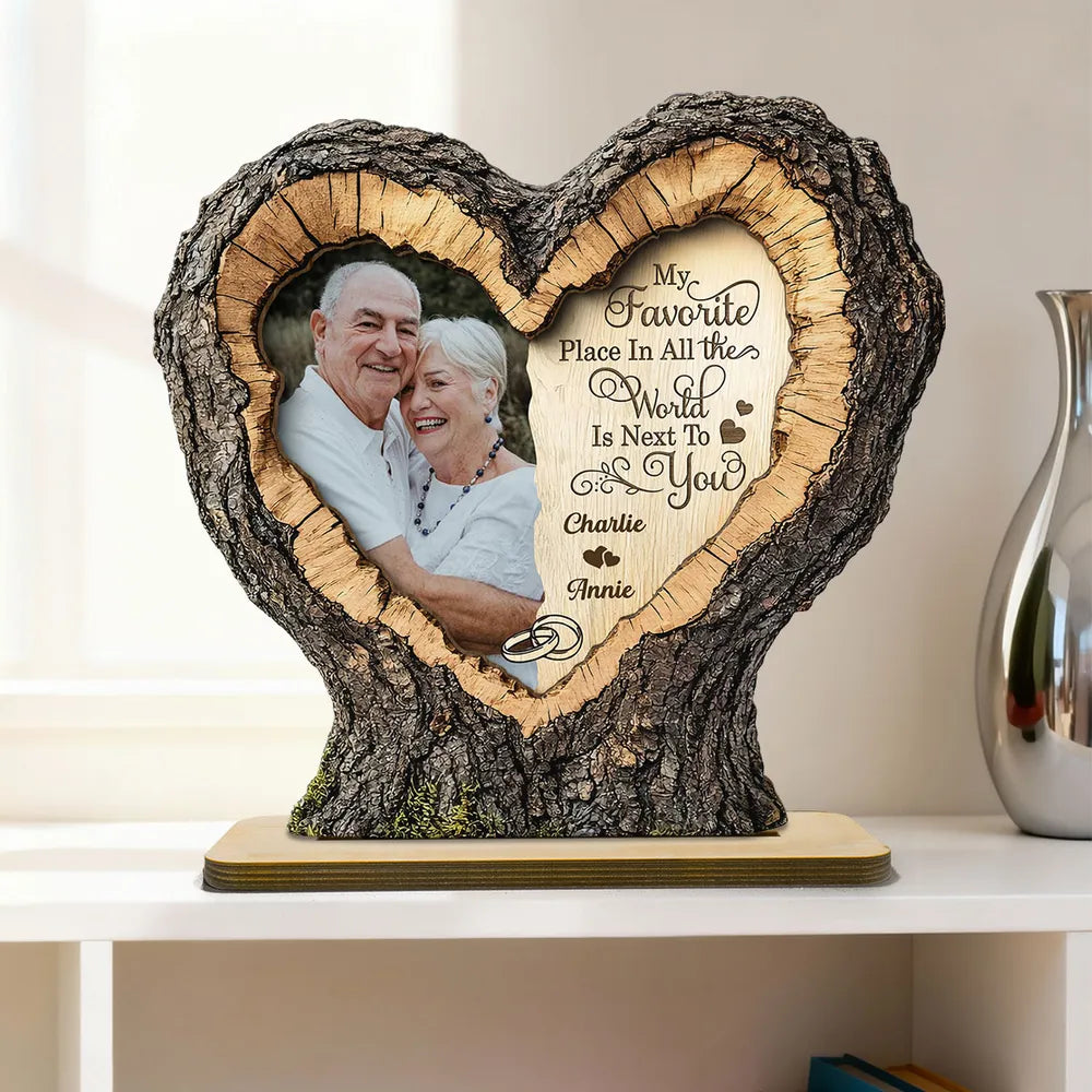 Custom Heart-Shaped Wooden Photo Frame for Couples - Anniversary Gift Plaque MagicInPrints