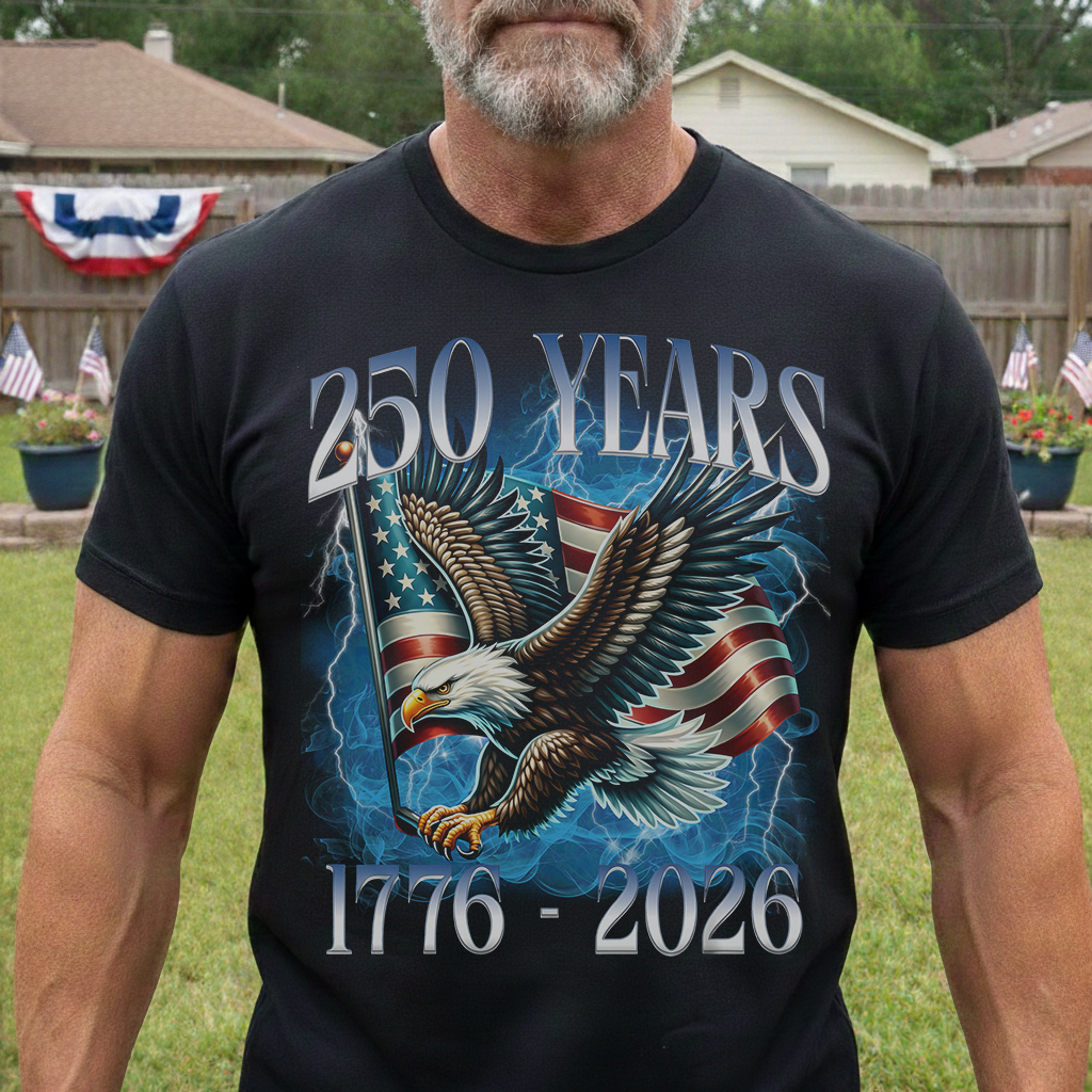 Custom American Eagle T-Shirt for Patriotic Celebrations - 250th Anniversary 1776-2026 Cloth MagicInPrints