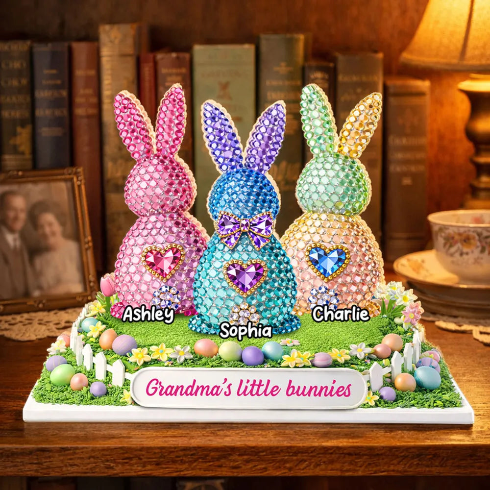 Personalized Crystal Bunny Figurines for Kids - Easter Decoration Gift Plaque MagicInPrints