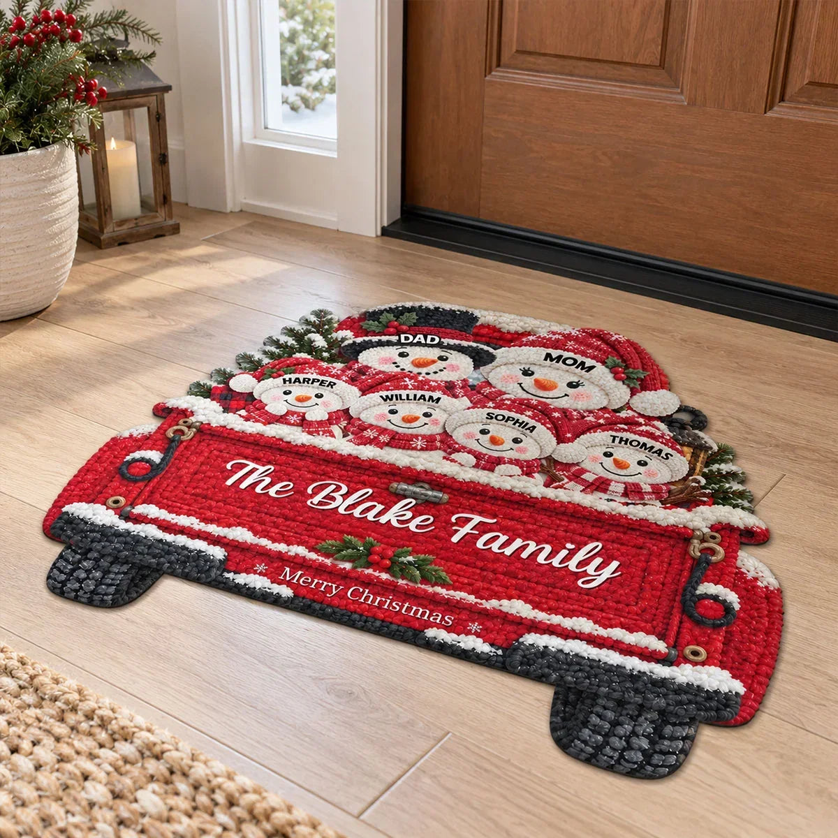 Personalized Snowman Shaped Doormat Creative Family Gift for Nana & Papa