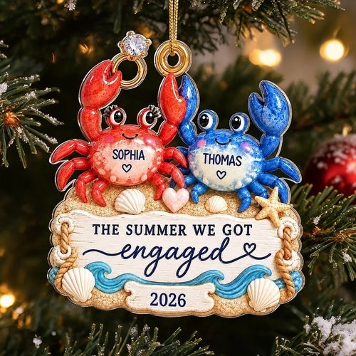 Personalized Acrylic Engagement Ornament for Couple Gift
