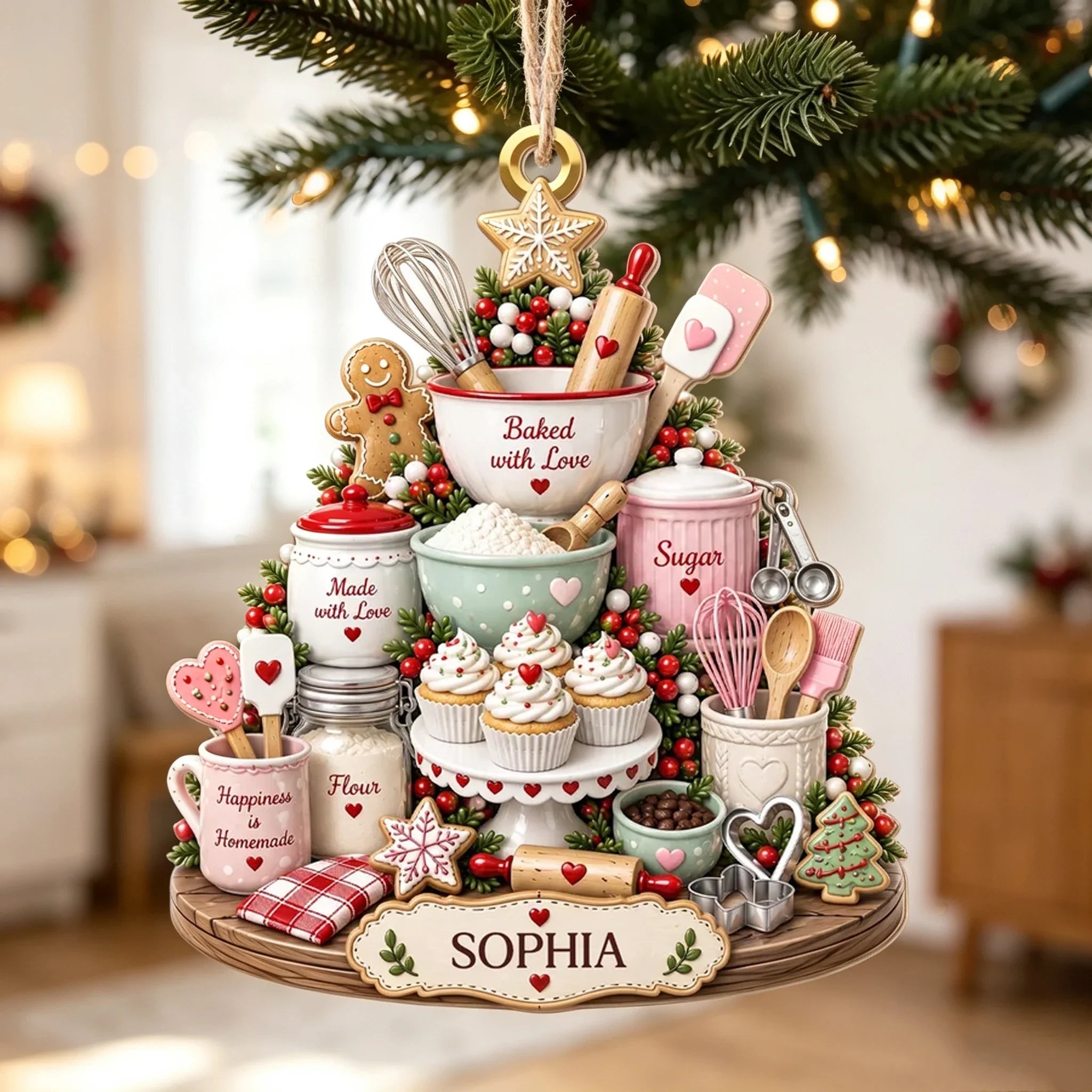 Personalized Wooden Ornament Baked with Love Gift for Home Cook