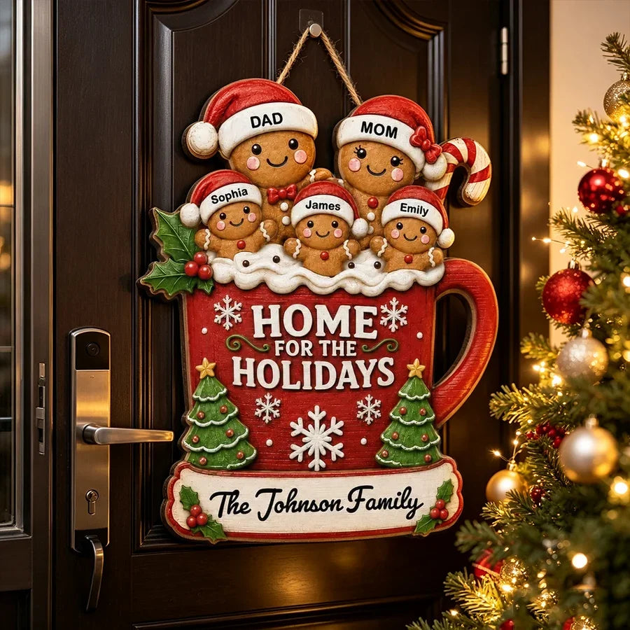 Personalized Gingerbread Scene Wooden Sign Gift for Parents