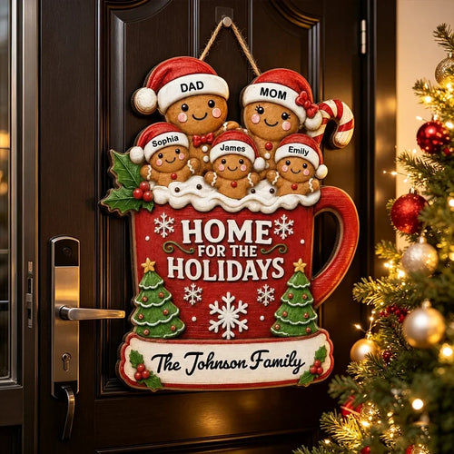 Personalized Gingerbread Scene Wooden Sign Gift for Parents