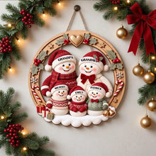 Load image into Gallery viewer, Personalized Snowman Family Wooden Sign Unique Christmas Gift for Grandparents
