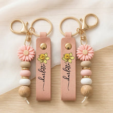 Load image into Gallery viewer, Personalized Floral Keychain Custom Name Gift for Daughter

