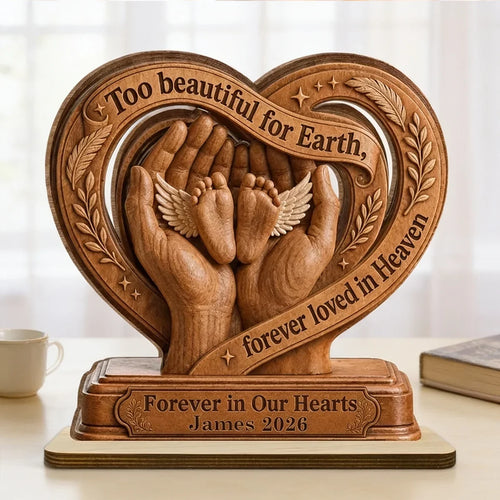 Personalized Wooden Memorial Plaque Gift for Parents - Baby Feet Design