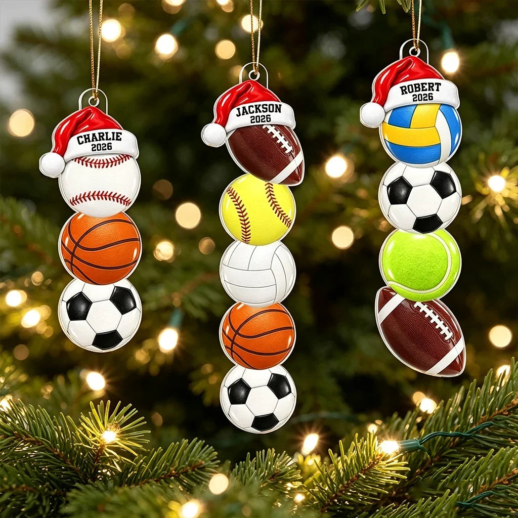 Personalized Acrylic Sports Ornament Custom Name Gift for Kids
