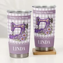Load image into Gallery viewer, Personalized Floral Sewing Machine Travel Tumbler Gift for Grandma
