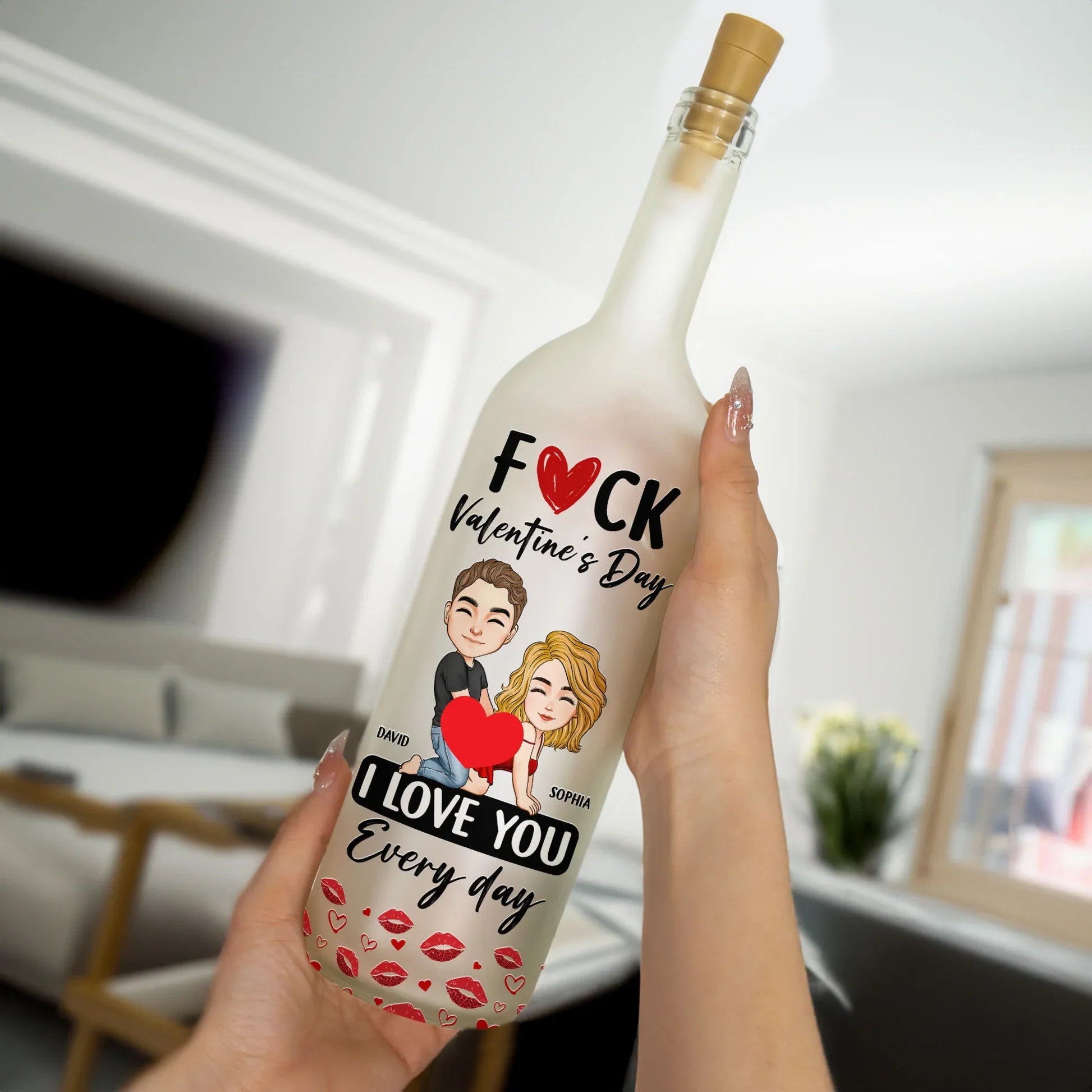 Custom LED Wine Bottle Lamp for Couples - Romantic Everyday Gift Lamp MagicInPrints