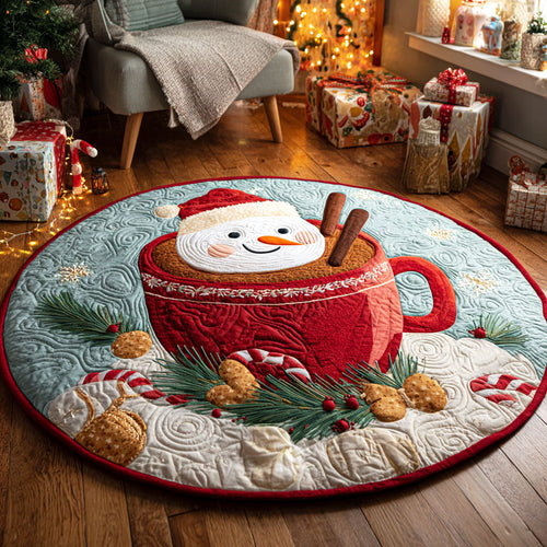 Warmth in Every Sip – Personalized Cocoa Cup Quilted Round Mat – Gift for Friends & Family Quilted Round Mat MagicInPrints