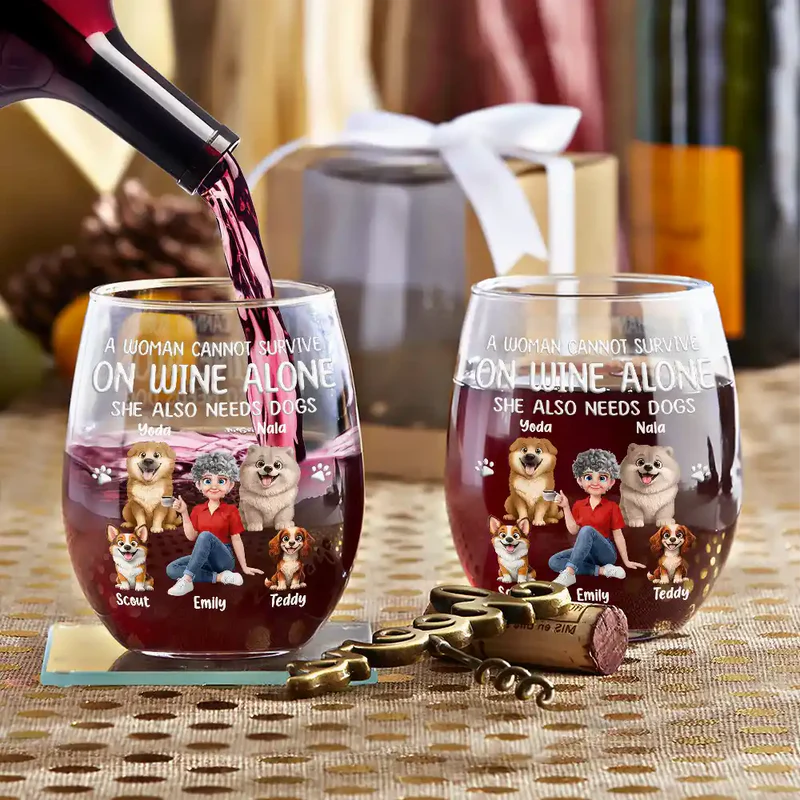 Personalized Wine Glass for Dog Lovers - Funny Gift for Women Cup MagicInPrints