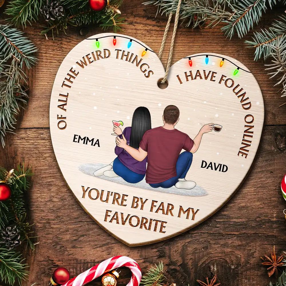Personalized Heart-Shaped Christmas Ornament for Couples - Romantic Holiday Gift Ornament MagicInPrints