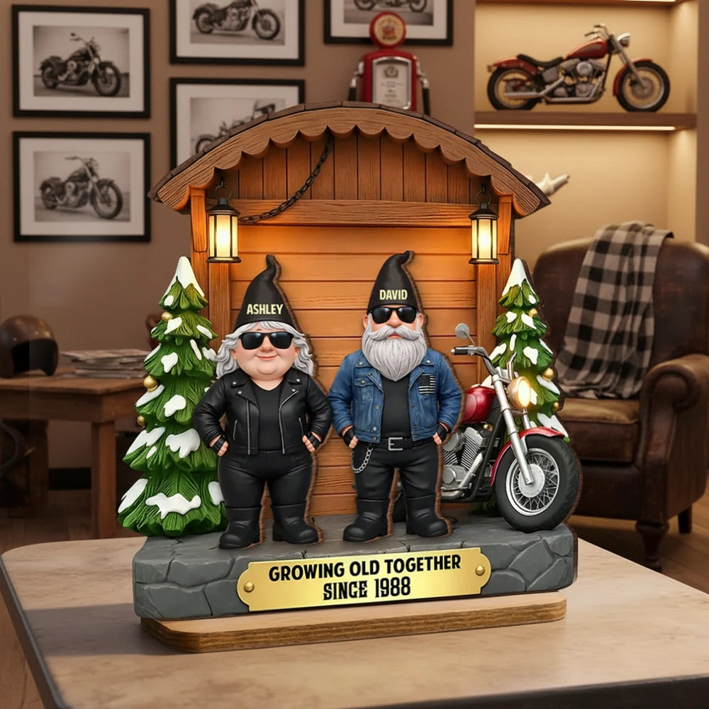 Personalized Biker Couple Figurine for Anniversary - Growing Old Together Plaque MagicInPrints