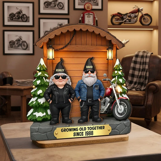 Personalized Biker Couple Figurine for Anniversary - Growing Old Together Plaque MagicInPrints