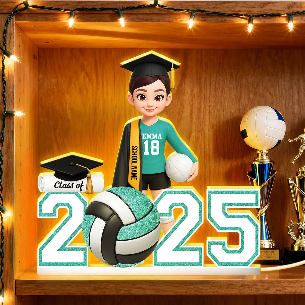 Personalized Graduation Volleyball LED Lamp for Class of 2025 - Perfect for Senior Athletes Plaque MagicInPrints