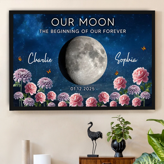 Personalized Moon Phase Wall Art for Couples - Romantic Anniversary Gift Poster or Canvas MagicInPrints