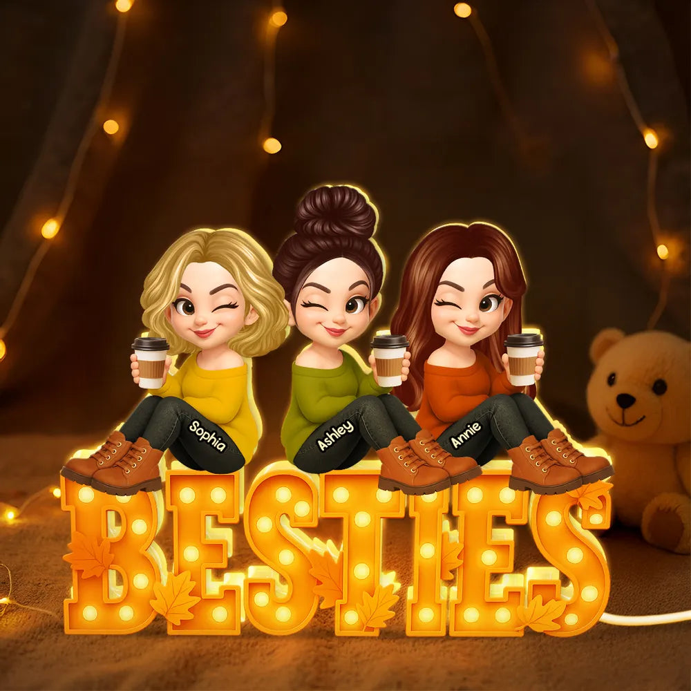 Personalized Besties LED Light for Friends - Cozy Home Decor Gift Plaque MagicInPrints
